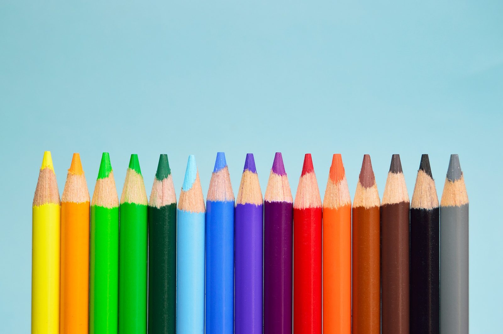 Crayons de couleur alignés
